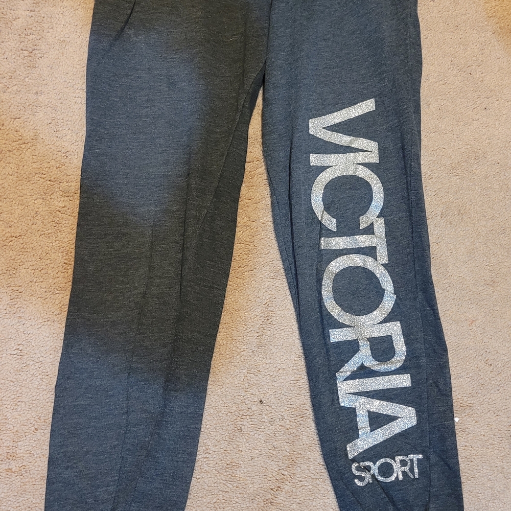 Victoria's Secret Gray Joggers with Silver Logo